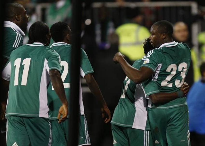L&#39;esultanza dei ragazzi nigeriani, passati in vantaggio al 39&#39; . 